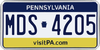PA license plate MDS4205