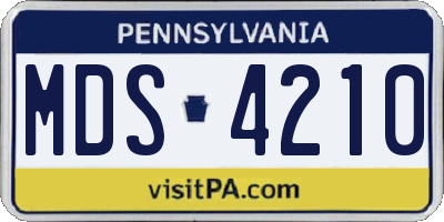 PA license plate MDS4210