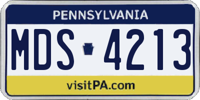 PA license plate MDS4213
