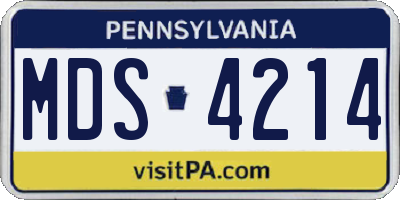PA license plate MDS4214
