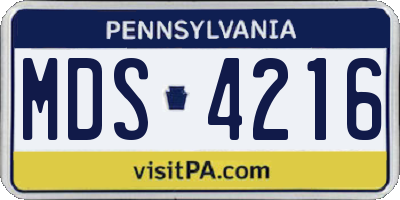 PA license plate MDS4216