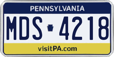 PA license plate MDS4218