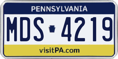 PA license plate MDS4219