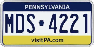 PA license plate MDS4221