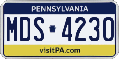 PA license plate MDS4230