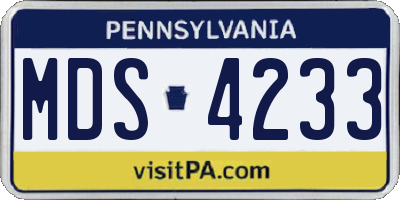 PA license plate MDS4233