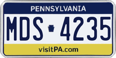 PA license plate MDS4235