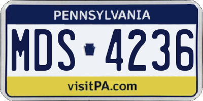PA license plate MDS4236