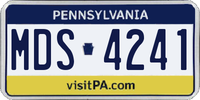 PA license plate MDS4241