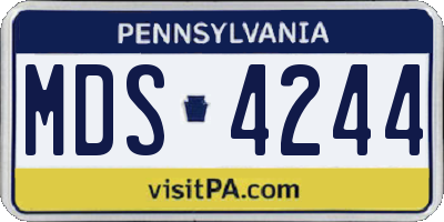 PA license plate MDS4244