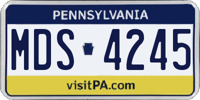 PA license plate MDS4245
