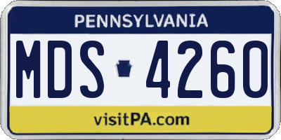 PA license plate MDS4260