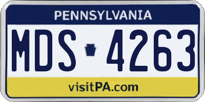 PA license plate MDS4263