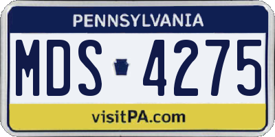 PA license plate MDS4275