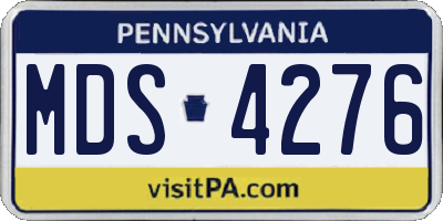 PA license plate MDS4276