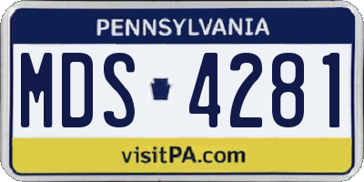 PA license plate MDS4281
