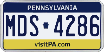PA license plate MDS4286