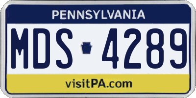 PA license plate MDS4289