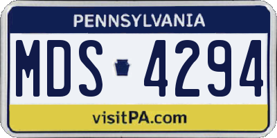 PA license plate MDS4294