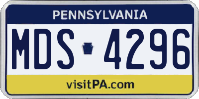 PA license plate MDS4296