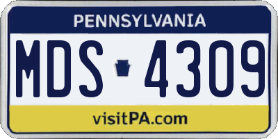 PA license plate MDS4309