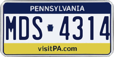 PA license plate MDS4314