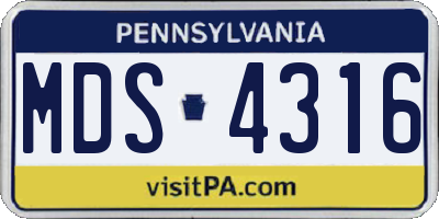 PA license plate MDS4316
