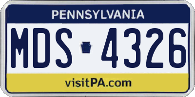 PA license plate MDS4326
