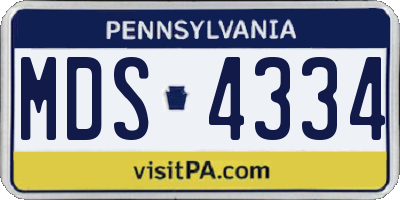 PA license plate MDS4334