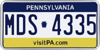 PA license plate MDS4335