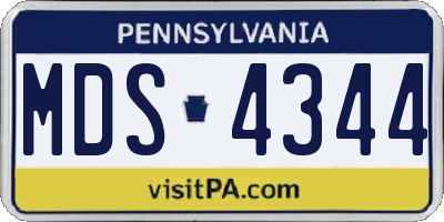 PA license plate MDS4344