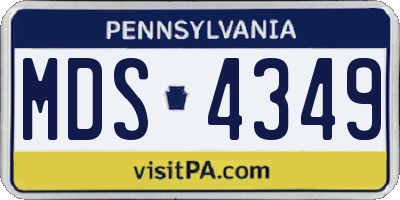 PA license plate MDS4349