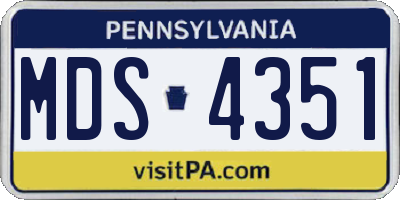 PA license plate MDS4351