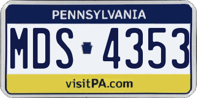 PA license plate MDS4353