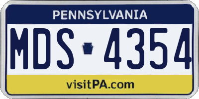 PA license plate MDS4354