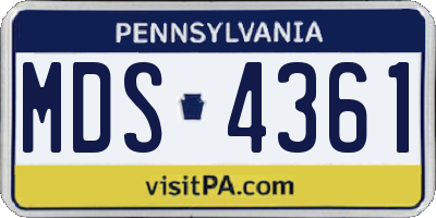 PA license plate MDS4361