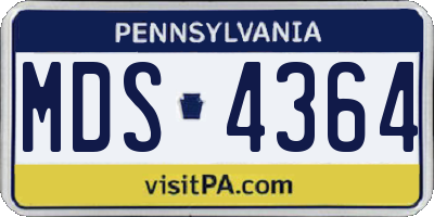 PA license plate MDS4364