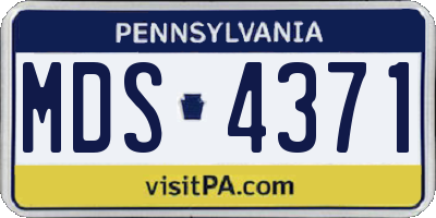 PA license plate MDS4371