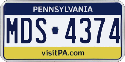 PA license plate MDS4374