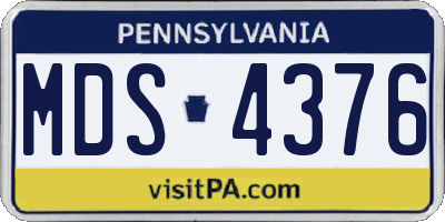 PA license plate MDS4376