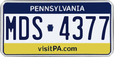 PA license plate MDS4377