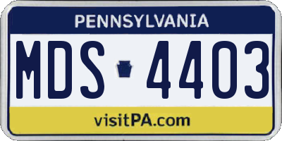 PA license plate MDS4403