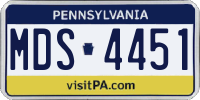 PA license plate MDS4451