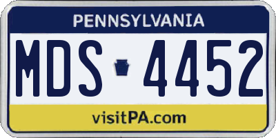 PA license plate MDS4452