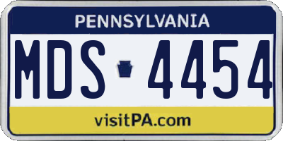 PA license plate MDS4454