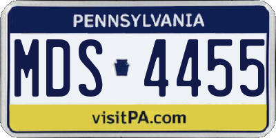 PA license plate MDS4455