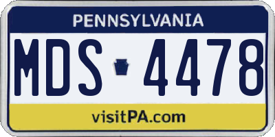 PA license plate MDS4478