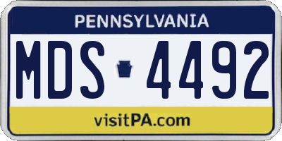 PA license plate MDS4492