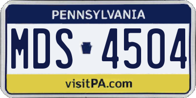 PA license plate MDS4504