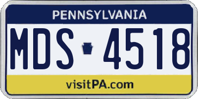PA license plate MDS4518